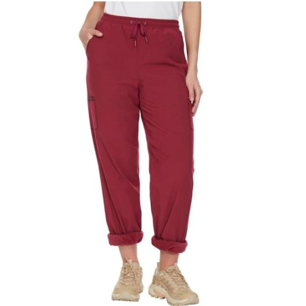 Merrell Womens Jogger Red Stretch Fleece Lined Pockets Drawstring Active NEW